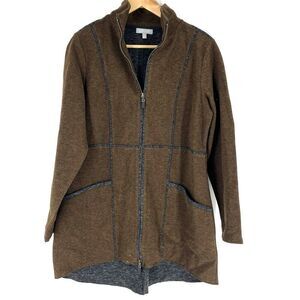Habitat Jacket Size Small Womens Brown Double Sided Felt Car Coat Zip Up Pockets